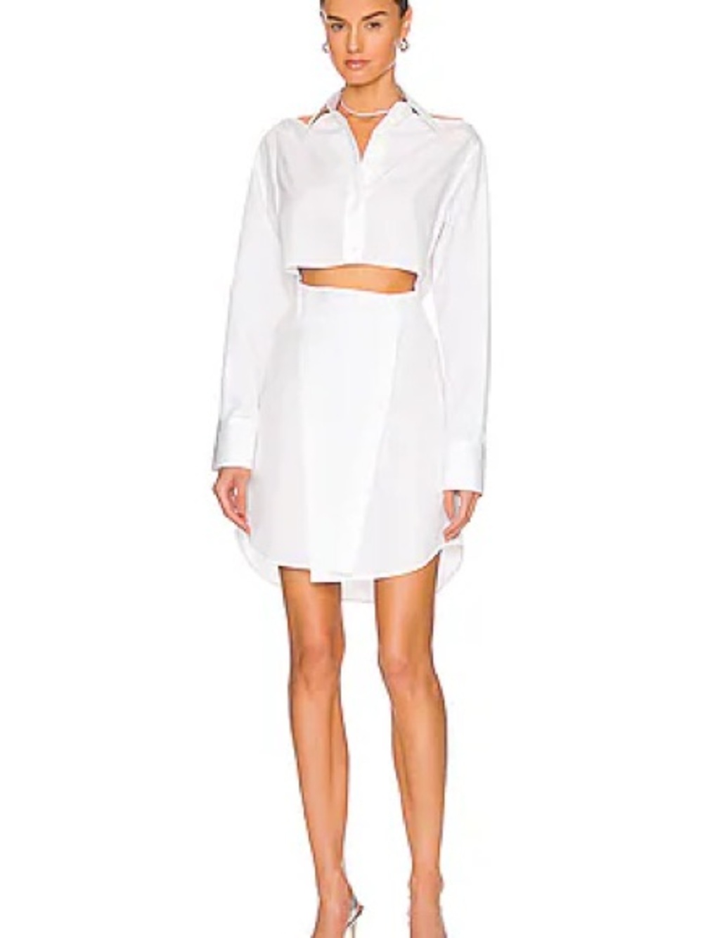 Helmut Lang White Slit Shirt Dress